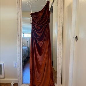 Amazon Women's One-Shoulder Rust Maxi Dress